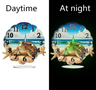 Diamond Painting Leuchtende Uhr Schildkröte